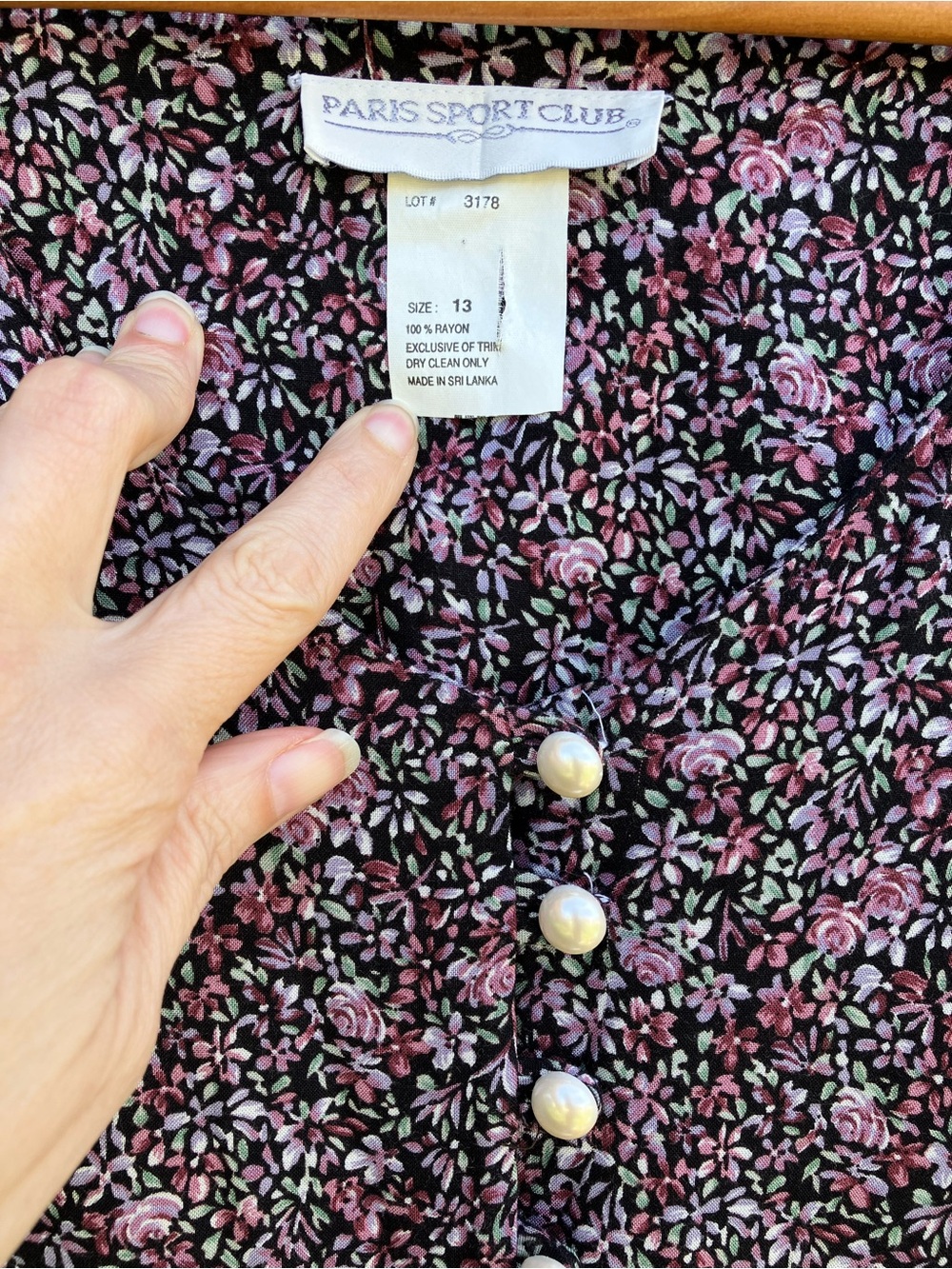 Paris Sport Club 90's Floral Button Front Maxi Dress Purple & Green Ditsy Floral - Picture 4 of 15